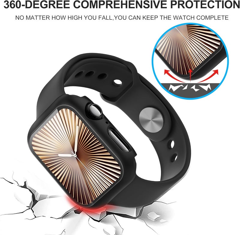 Diruite Suoman 2-Pack for Apple Watch Series 11/10 42mm Case, 9H Tempered Glass Screen Protector, All-Around PC Hard Protection Cover -Black+Black - Image 4